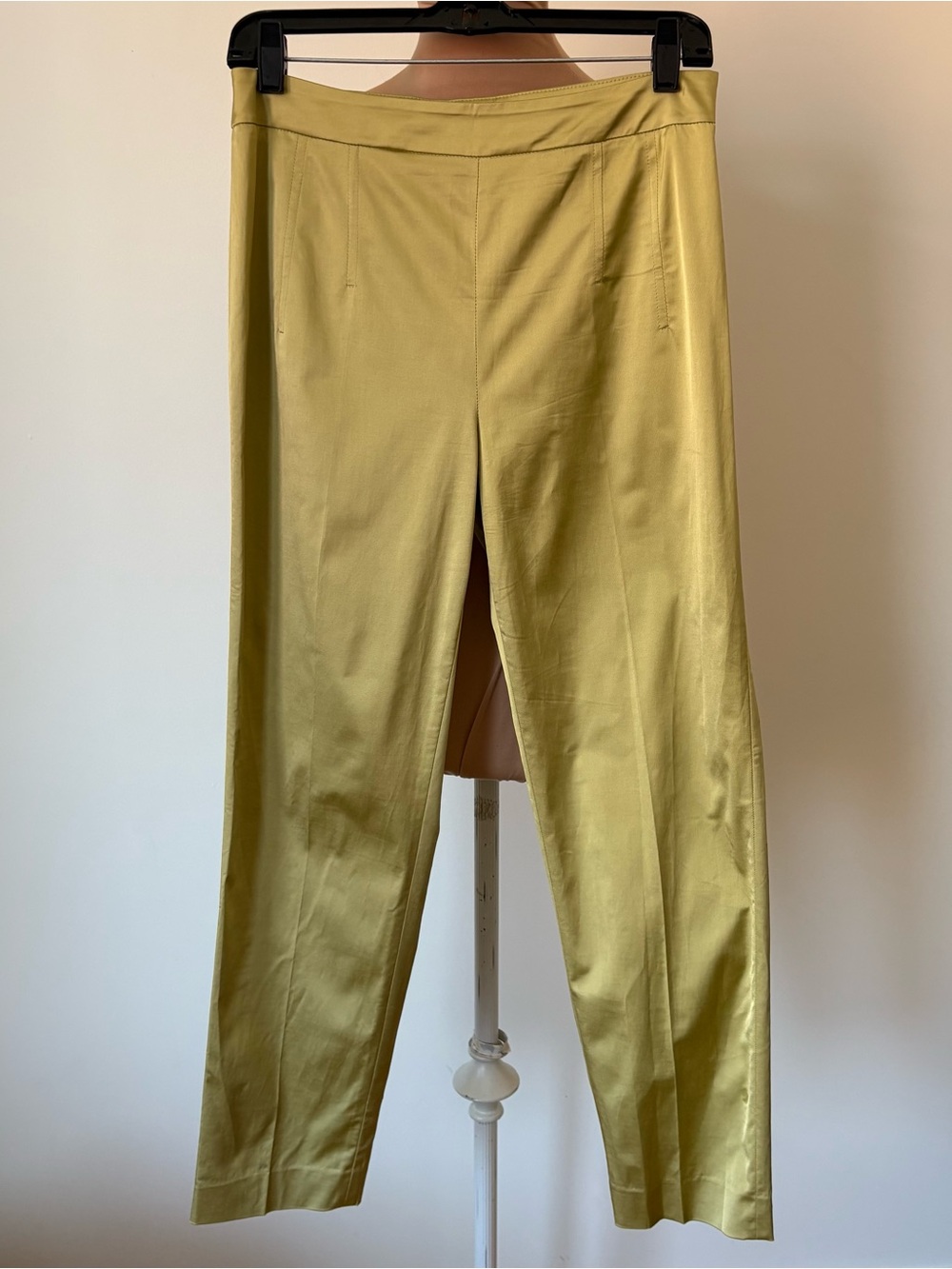 Etro Straight Leg High Rise Golden Olive Sateen Cropped Trouser Pants EUC 42/6